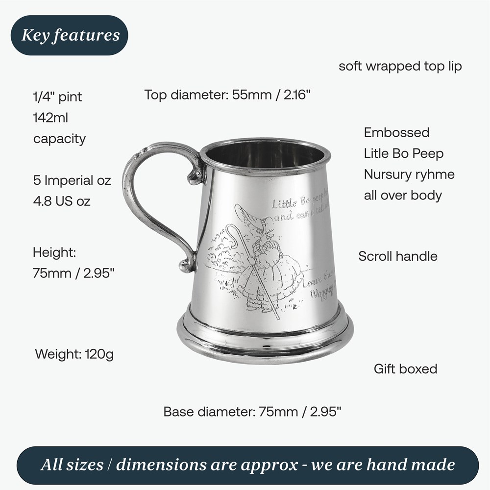 Little Bo Peep Quarter Pint Pewter Baby Mug