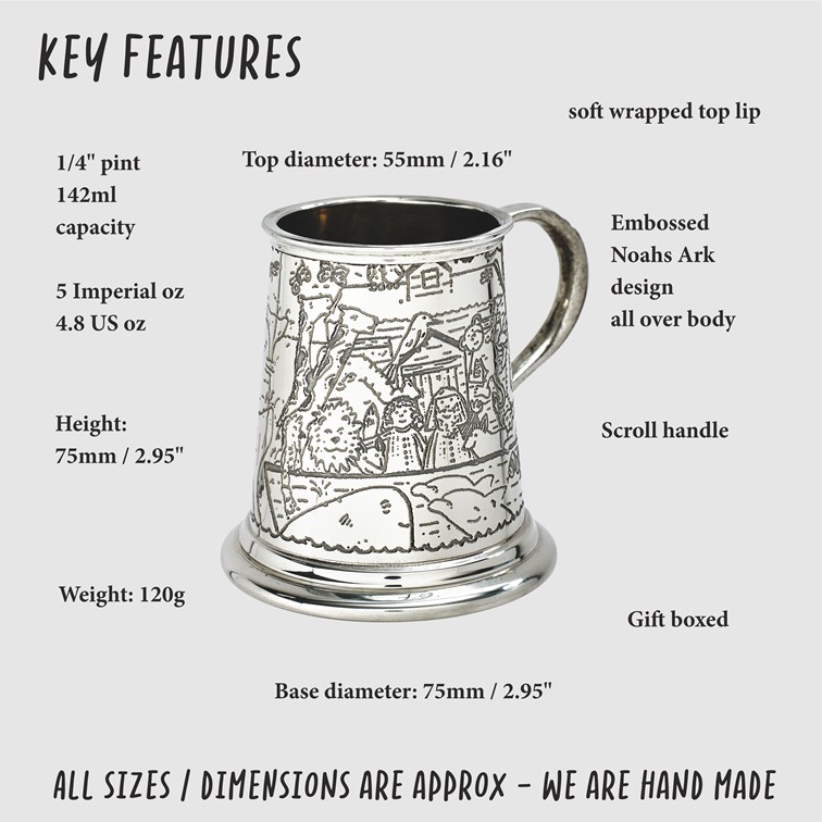 Noahs Ark  Quarter Pint Pewter Baby Mug