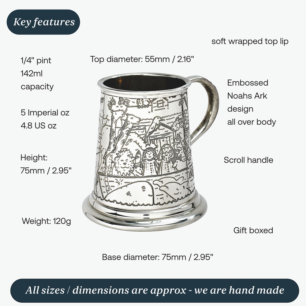 Noahs Ark  Quarter Pint Pewter Baby Mug