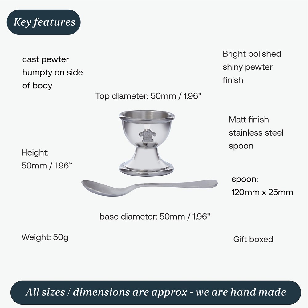 Humpty Dumpty Pewter Egg Cup And Spoon