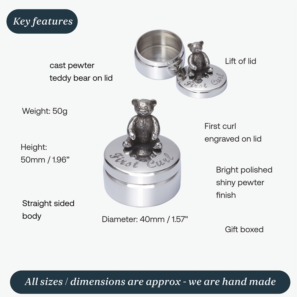 First Curl Teddy Pewter Trinket Box First Curl Teddy Pewter Trinket Box