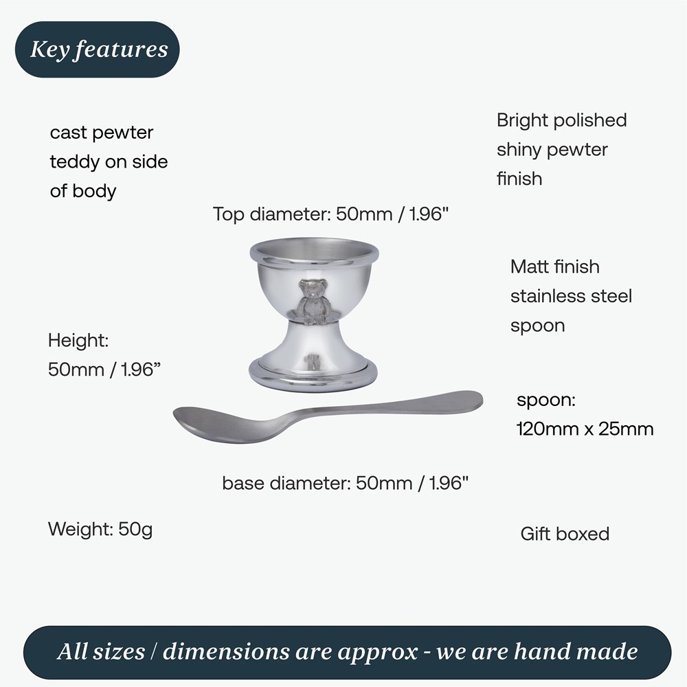 Teddy Pewter Egg Cup And Spoon