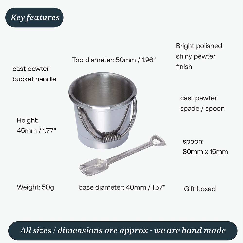 Bucket And Spade Pewter Egg Cup & Spoon Bucket And Spade Pewter Egg Cup & Spoon