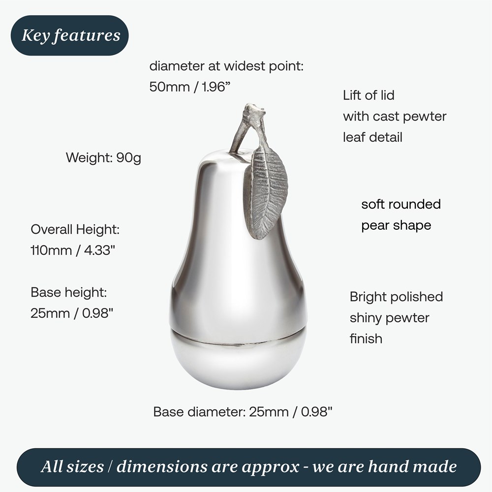 Pewter Pear Trinket Box