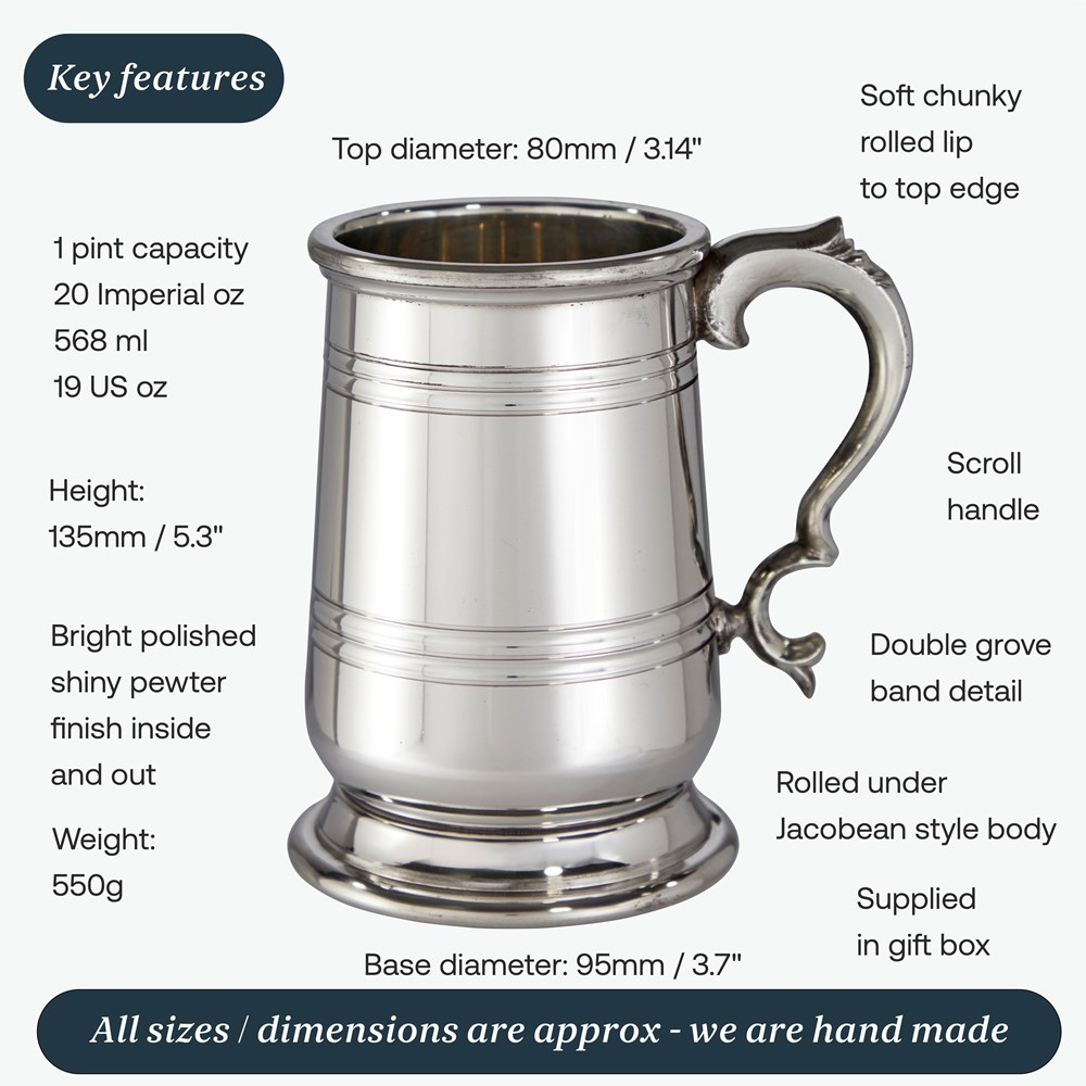 X Range Heavy Howard One Pint Pewter Tankard