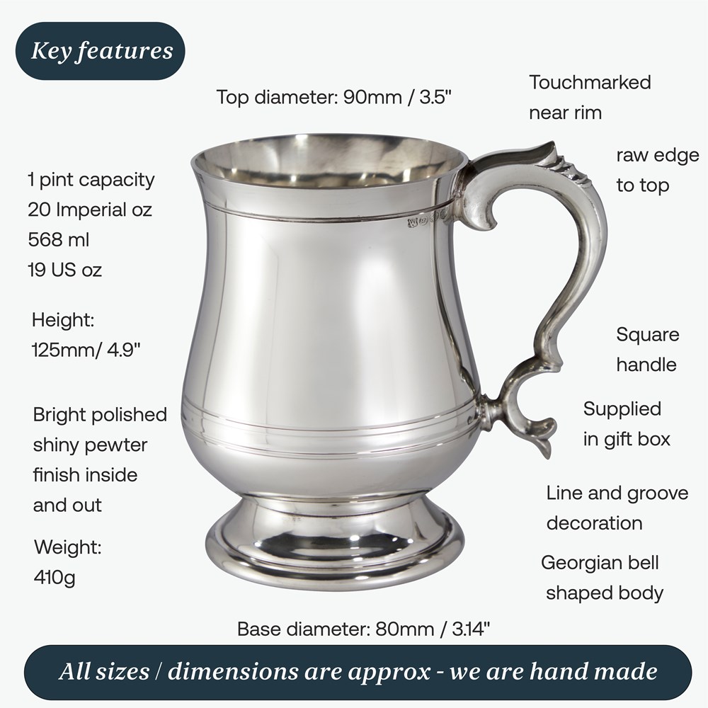 Extra Heavy  X Range Pewter Georgian One Pint Tankard