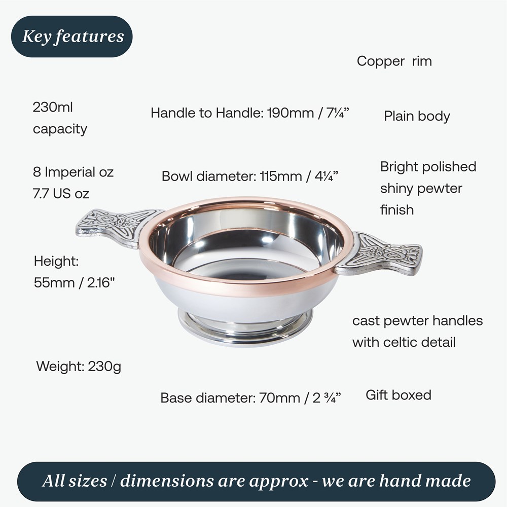 Large Copper Rim Pewter Quaich Large Copper Rim Pewter Quaich