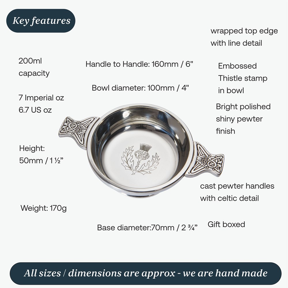Medium Thistle Pewter Quaich