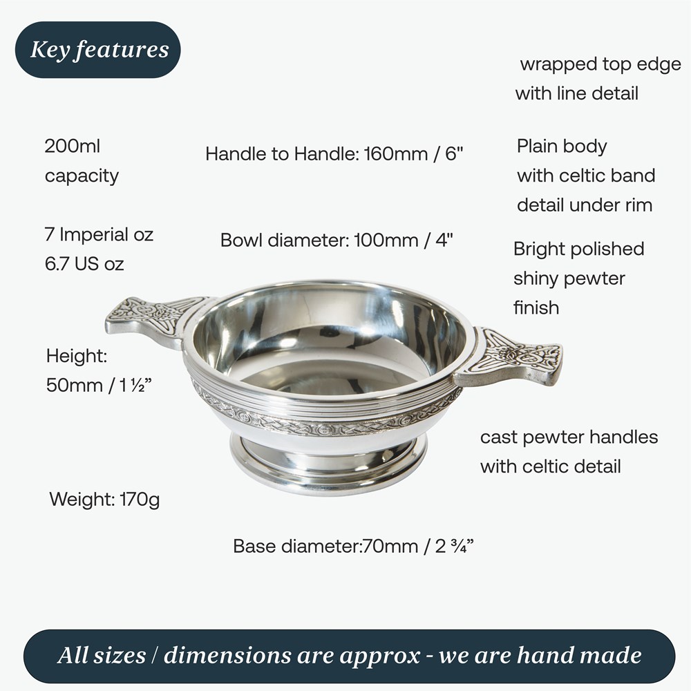Medium Celtic Band Pewter Quaich Medium Celtic Band Pewter Quaich