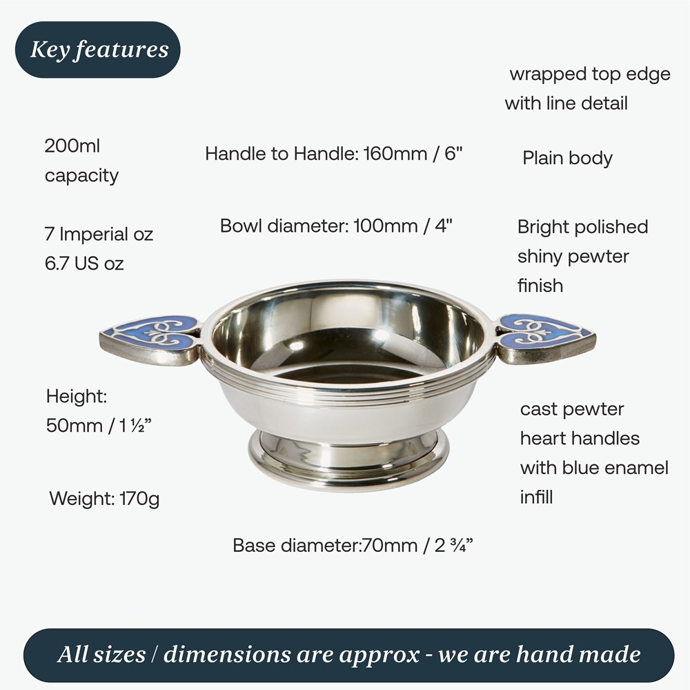 Medium Blue Heart Of The Highlands Quaich Medium Blue Heart Of The Highlands Quaich