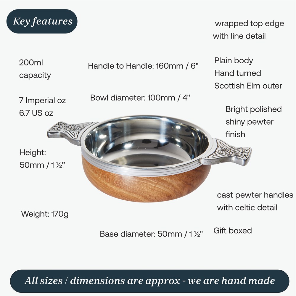 Medium Wood And Pewter Quaich Medium Wood And Pewter Quaich