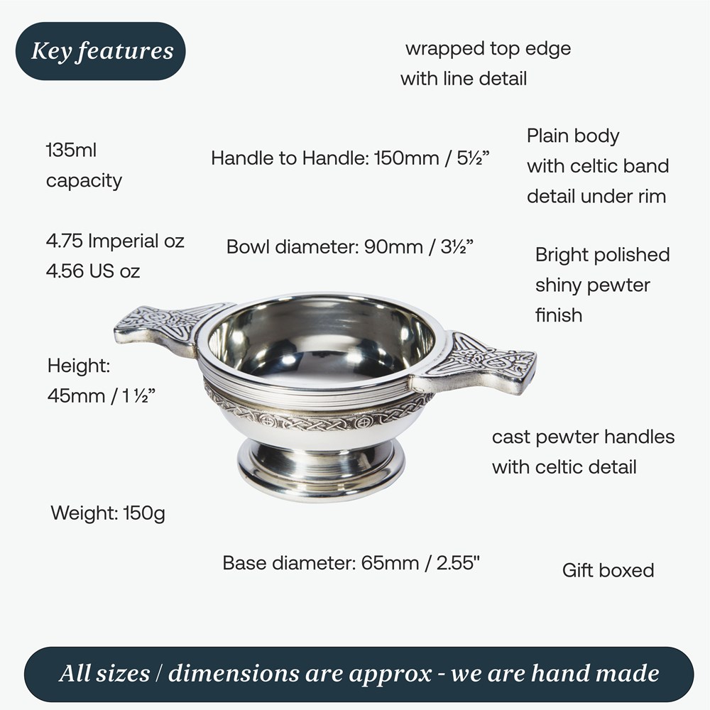 Small Celtic Band Pewter Quaich