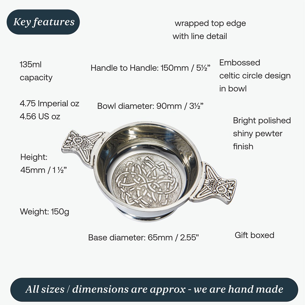 Standard Celtic Circle Pewter Quaich Standard Celtic Circle Pewter Quaich