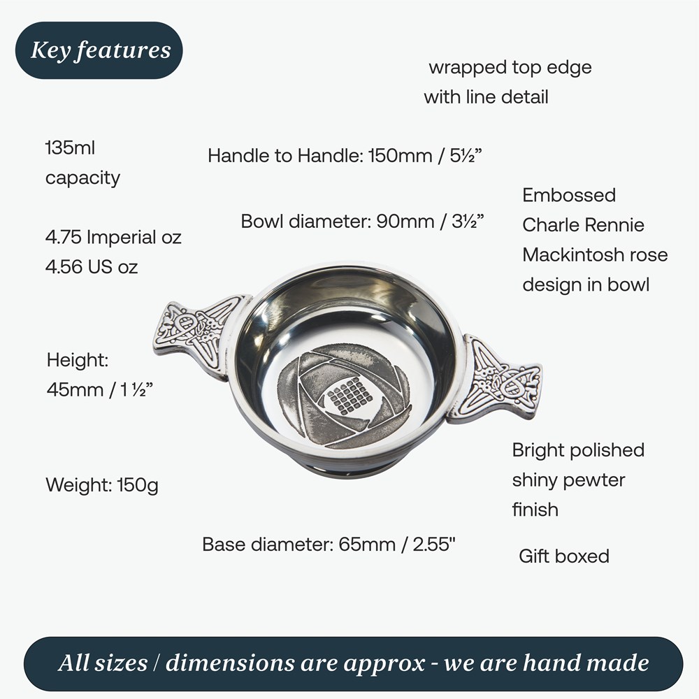 Standard Charles Rennie Mackintosh Pewter Quaich