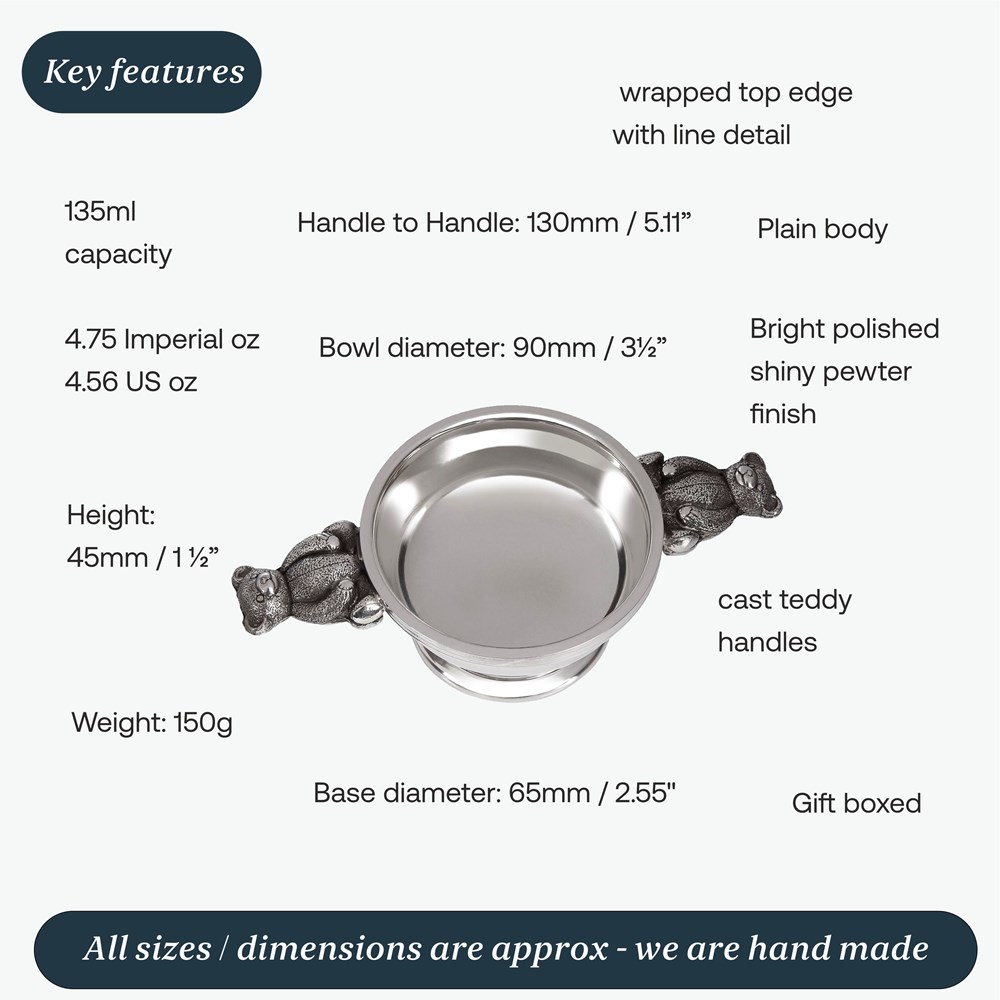Teddy Handle Pewter Quaich