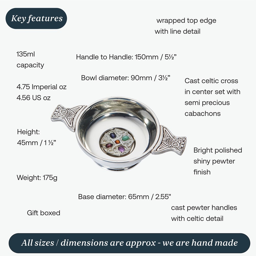 Standard Gem Cross Pewter Quaich Standard Gem Cross Pewter Quaich