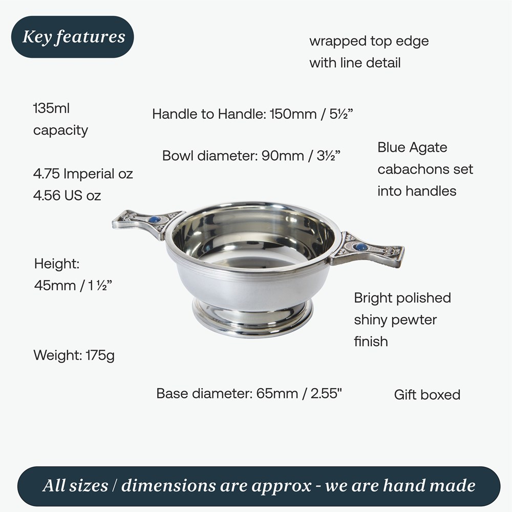Standard Gem Handle Pewter Quaich