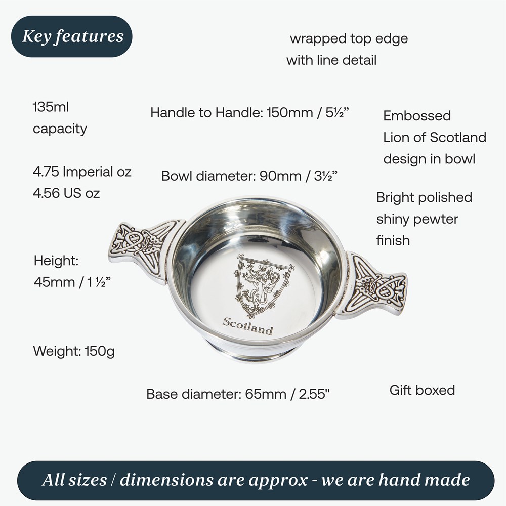 Standard Lion Of Scotland Pewter Quaich Standard Lion Of Scotland Pewter Quaich