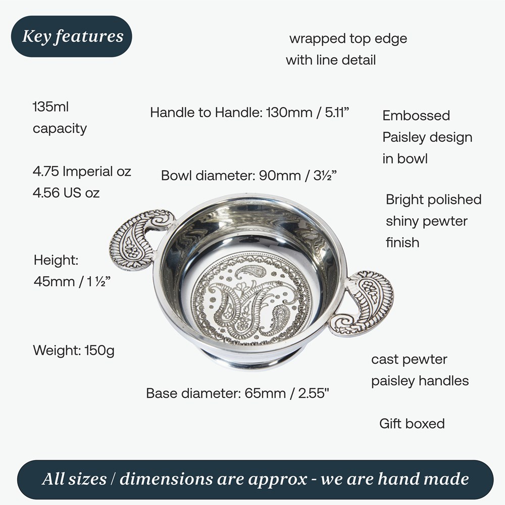 Standard Paisley Pewter Quaich