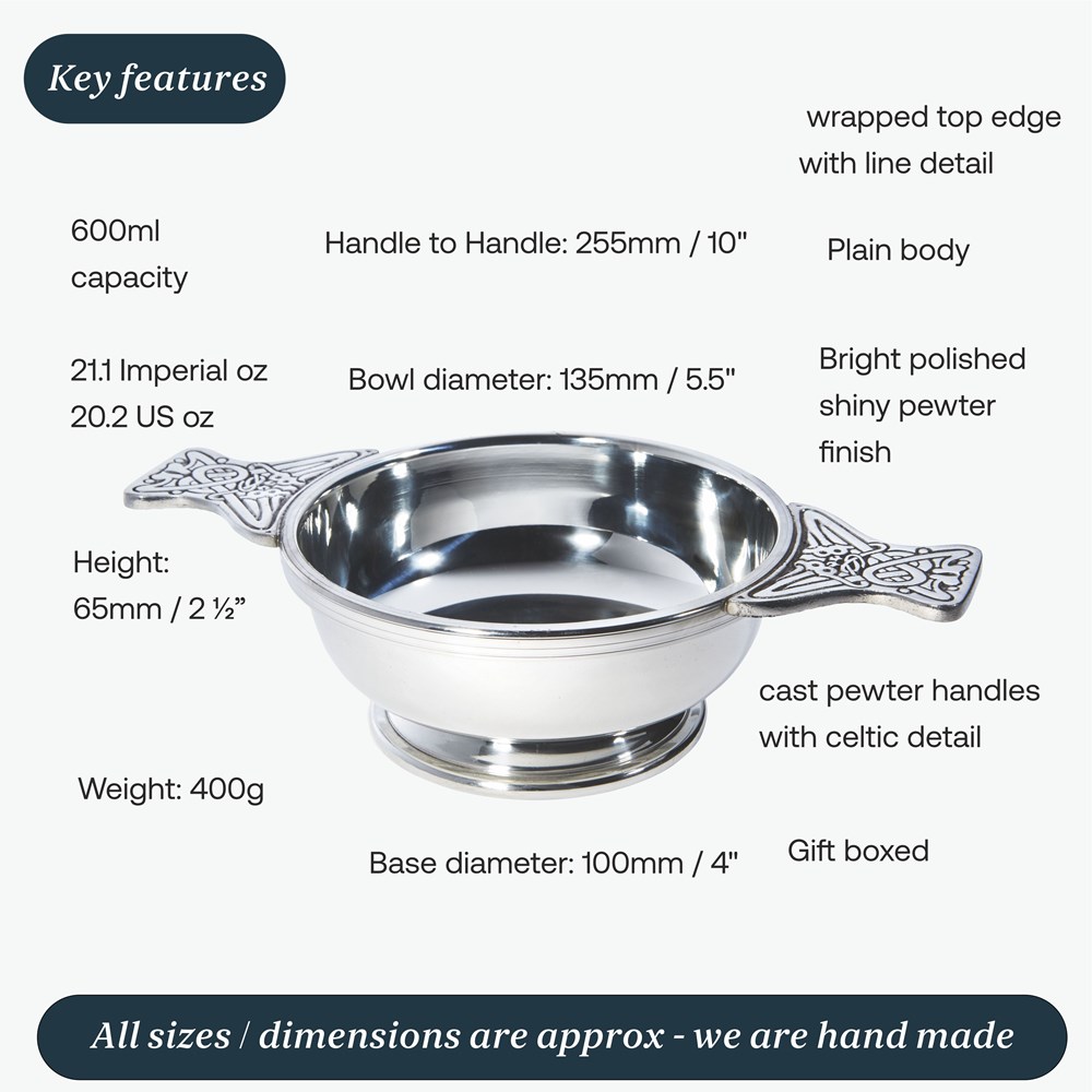 Large Plus Pewter Quaich