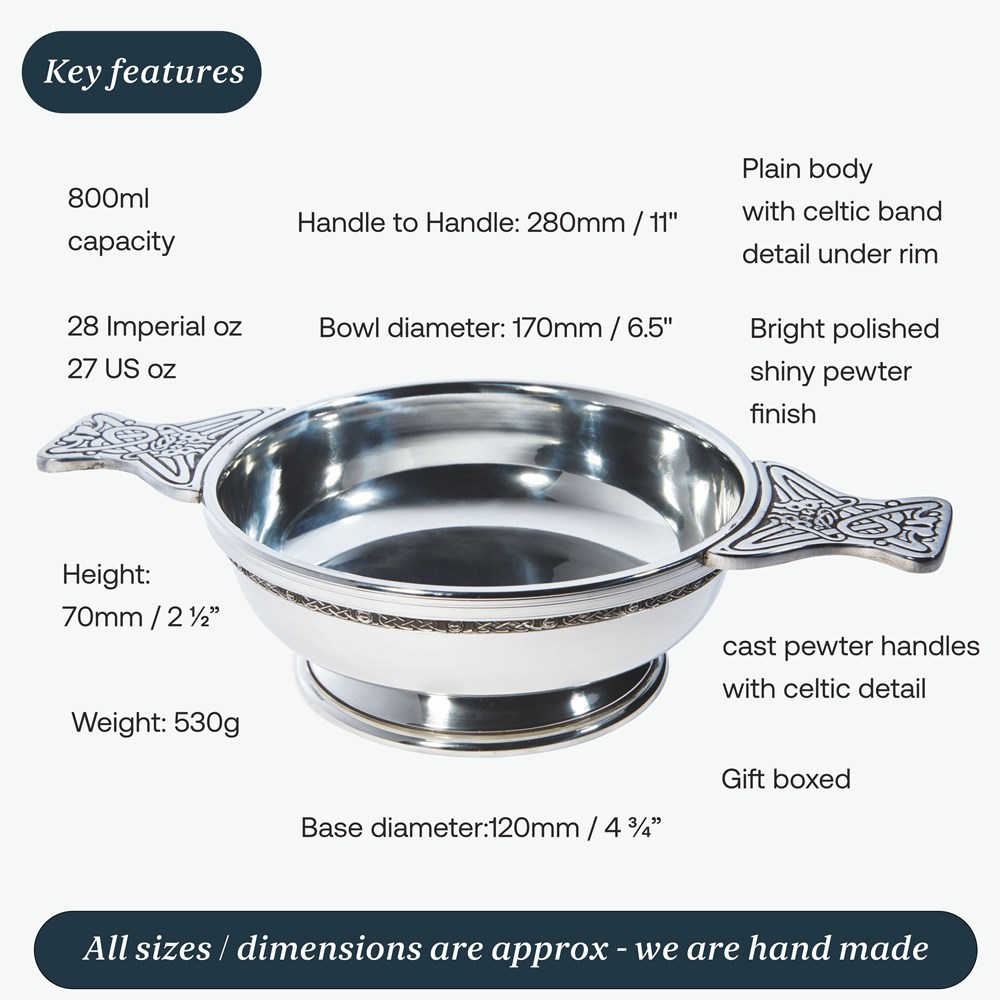 Xl Celtic Band Pewter Quaich Xl Celtic Band Pewter Quaich