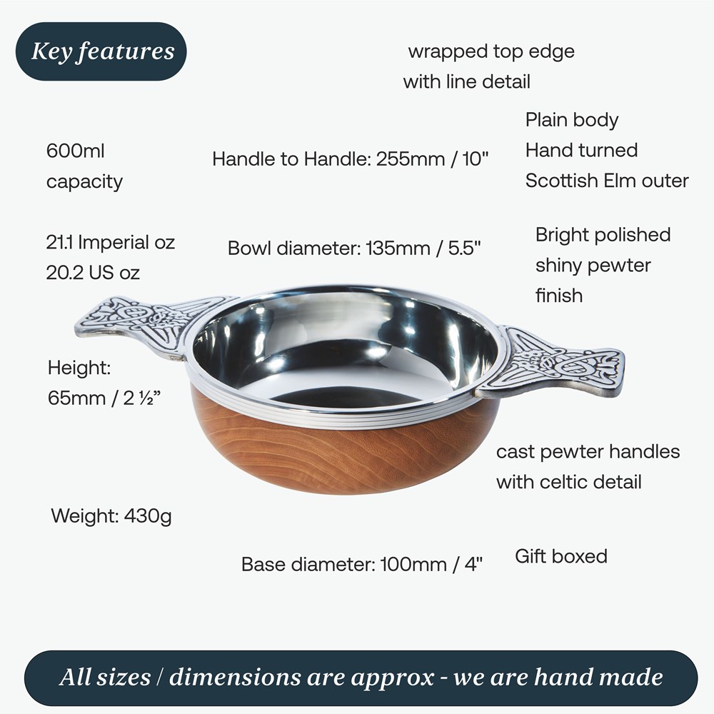 Large Plus Wood And Pewter Quaich Large Plus Wood And Pewter Quaich