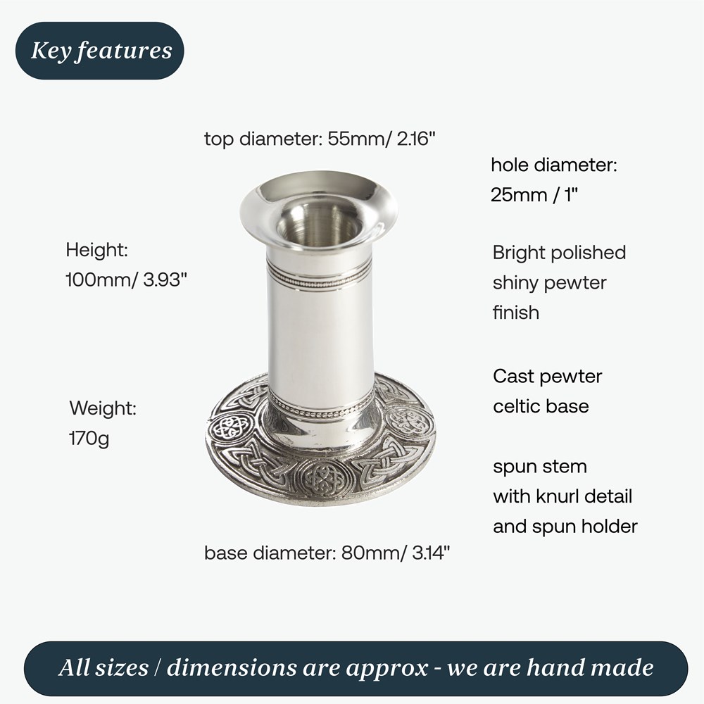 Large Celtic Base Pewter Candle Holder