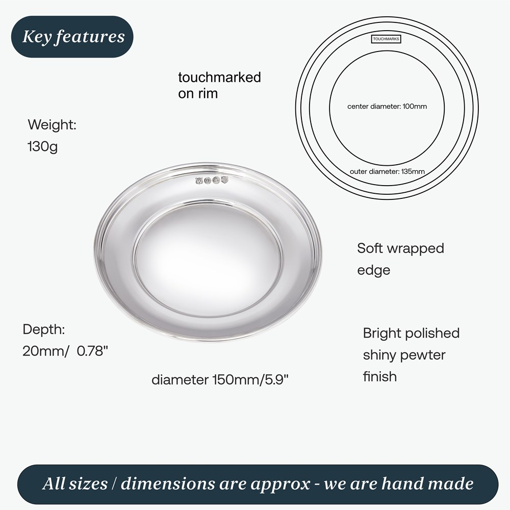 Small Polished Pewter Plate