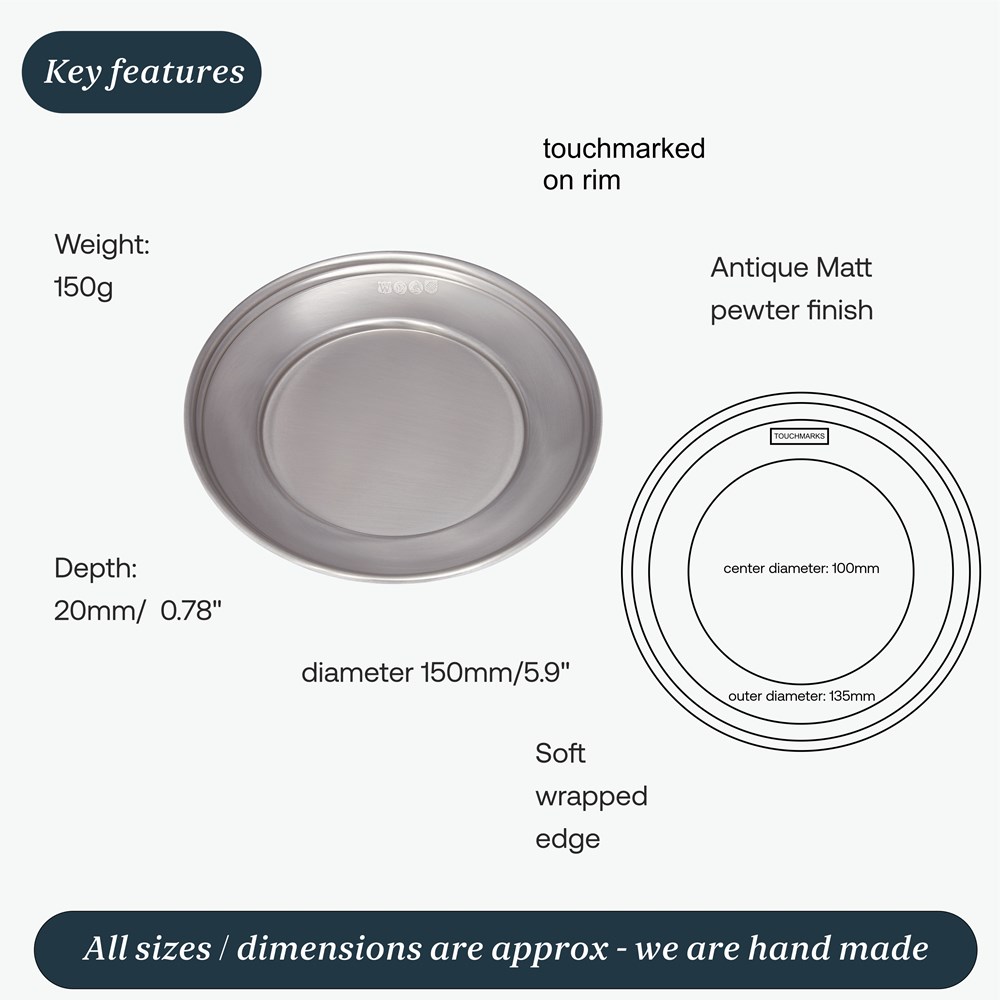 Small Antique Finish Pewter Plate