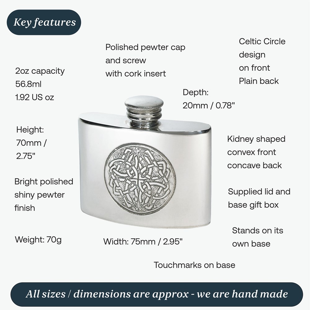 2oz Celtic Circle Kidney Flask 2oz Celtic Circle Kidney Flask