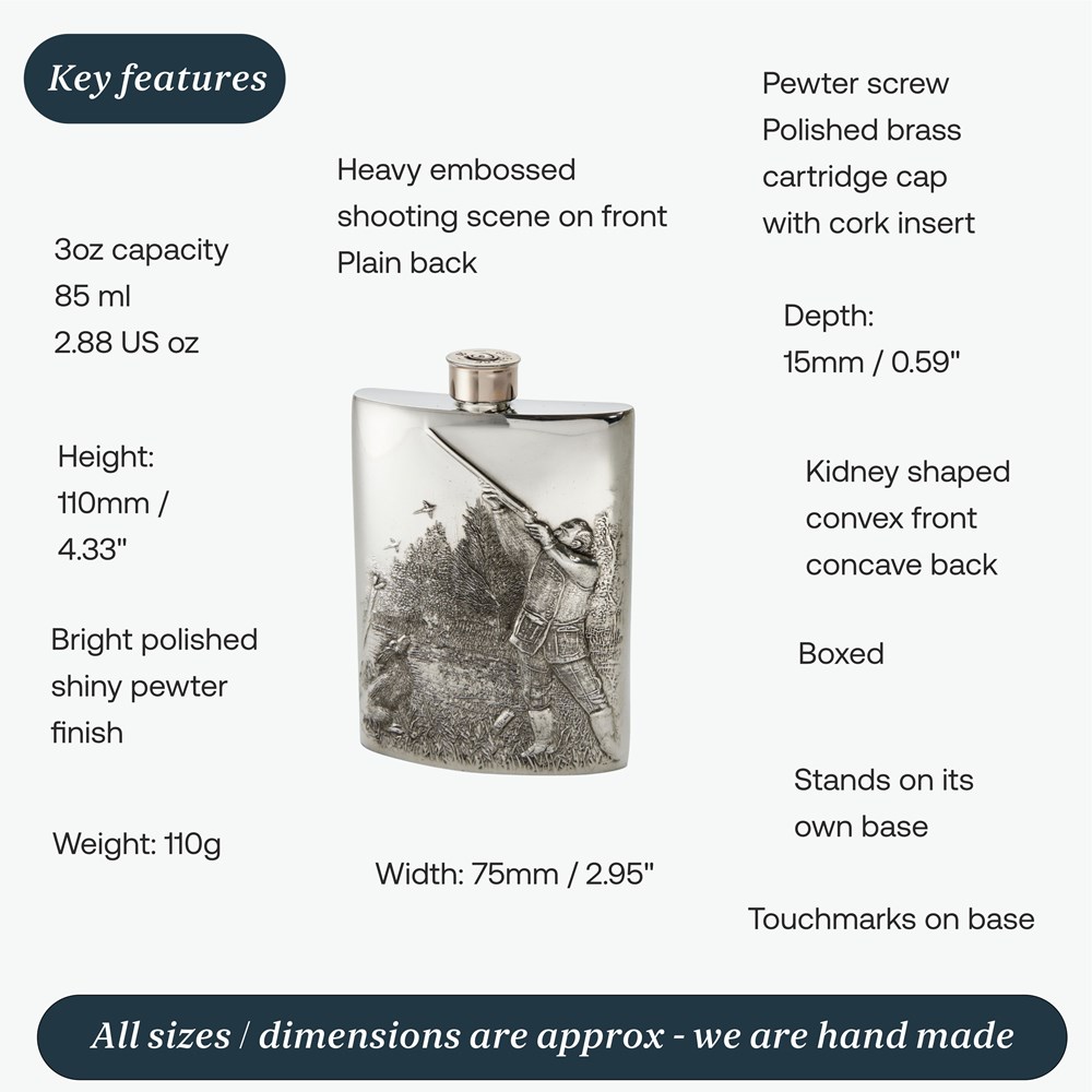 3oz Embossed Shooting Top Pocket Flask