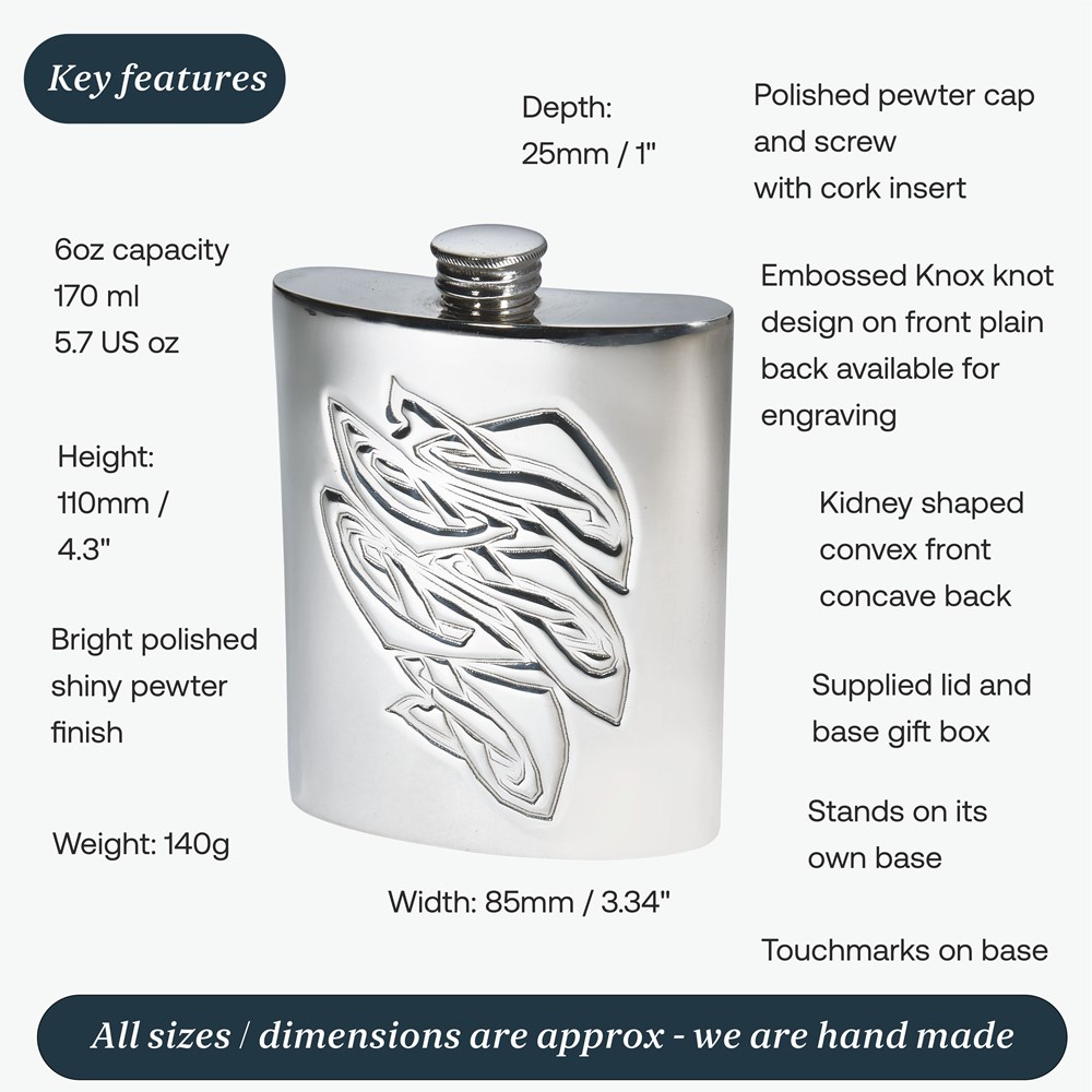 Knox 6oz Pewter Kidney Flask