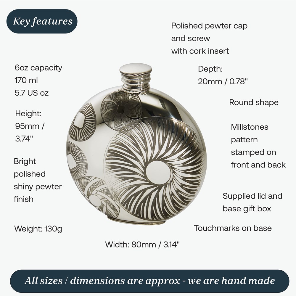 6oz Round Millstones Flask 6oz Round Millstones Flask