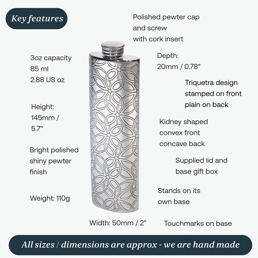 Triquetra 3oz Pewter Purse Flask