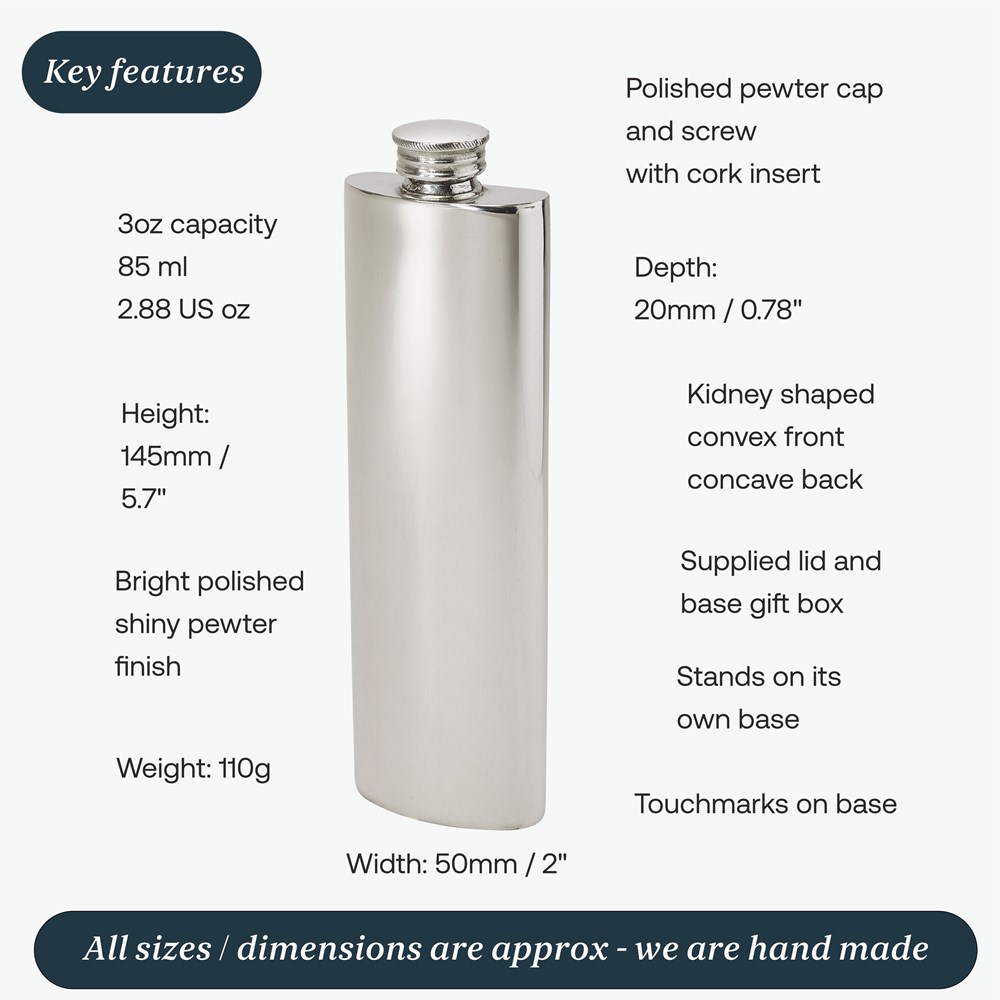 3oz Plain Pewter Purse Flask