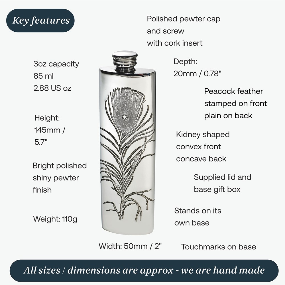 3oz Peacock Purse Flask