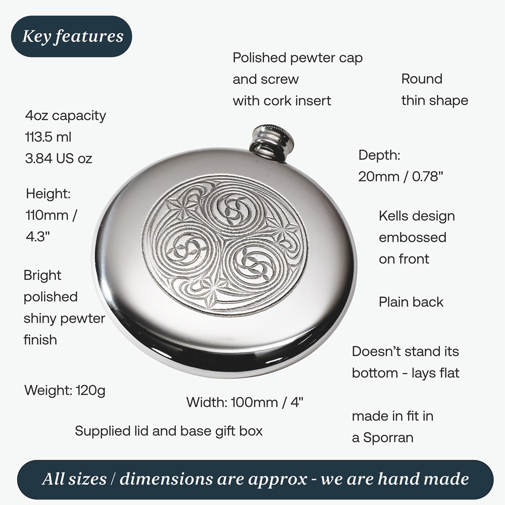 4oz Kells Pewter Sporran Flask