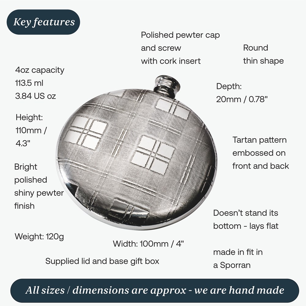 4oz Tartan Pewter Sporran Flask