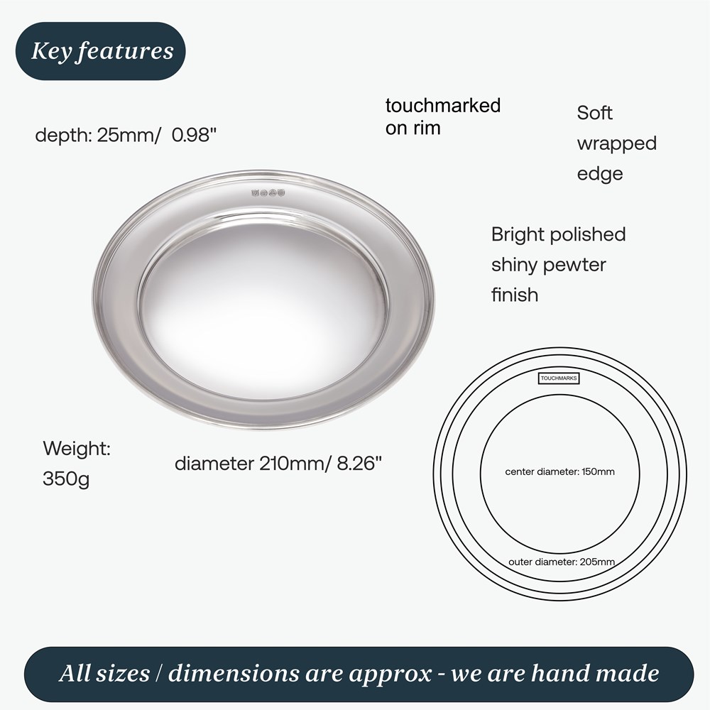 Medium Polished Finish Pewter Plate