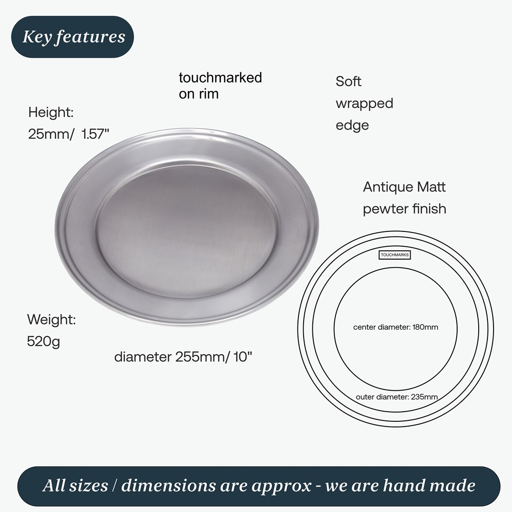 Large Antique Finish Pewter Plate Large Antique Finish Pewter Plate