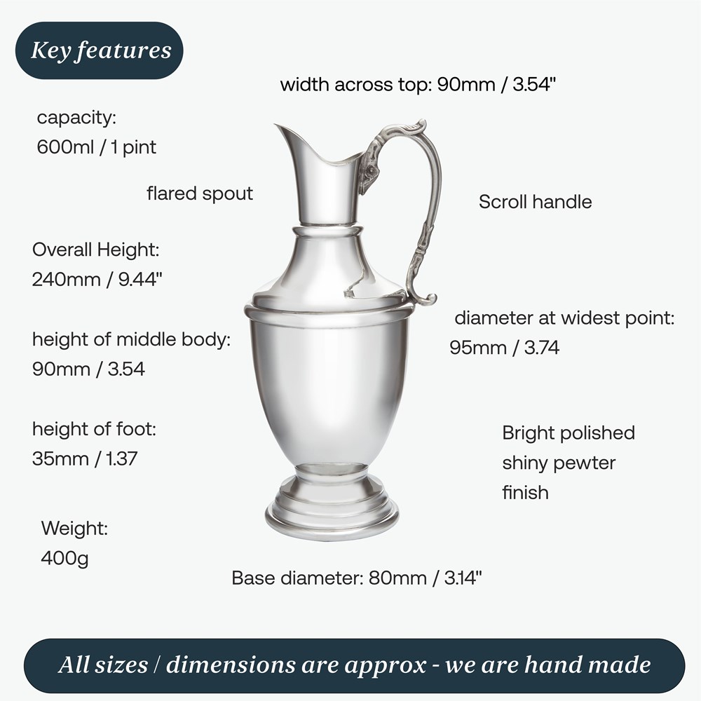 Medium Pewter Claret Jug