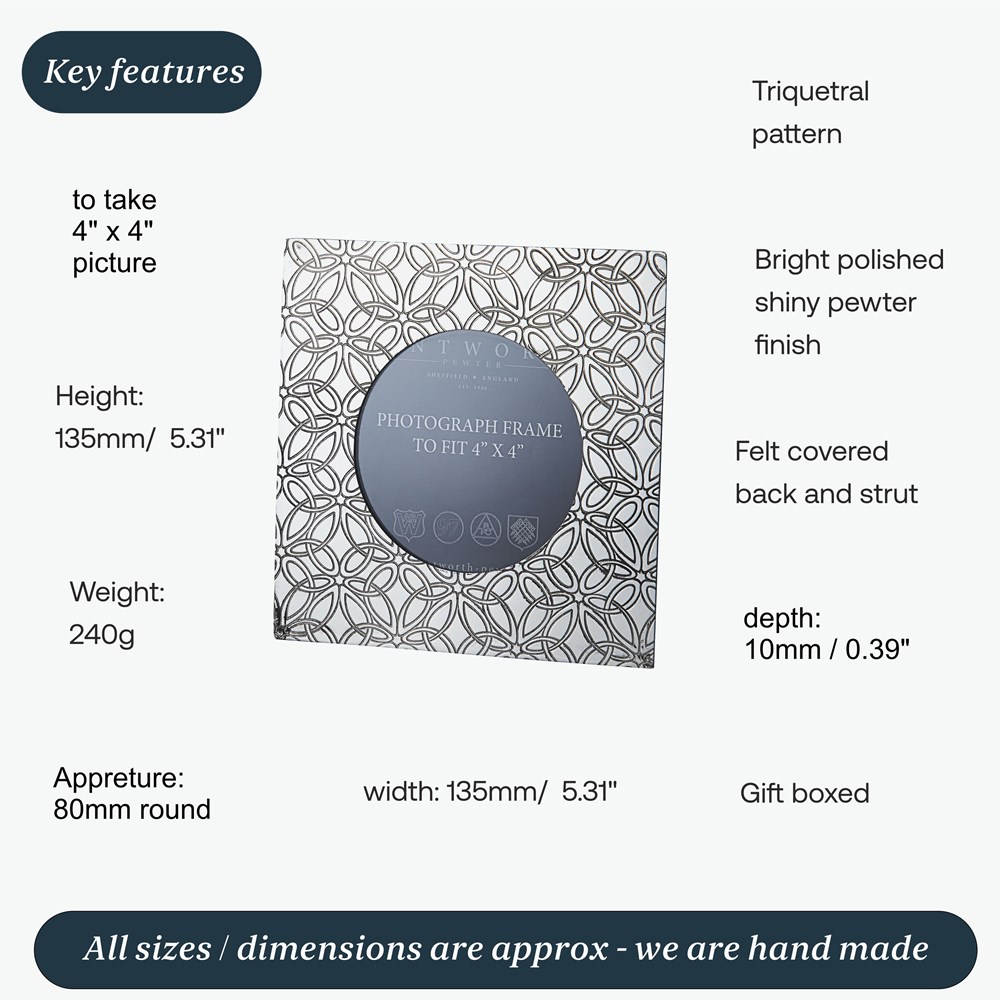 Small Triquetra Pewter 4"X4" Picture Frame