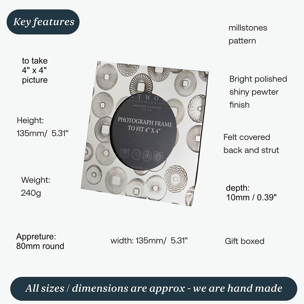 Millstones Small Pewter 4"X4" Frame Millstones Small Pewter 4"X4" Frame