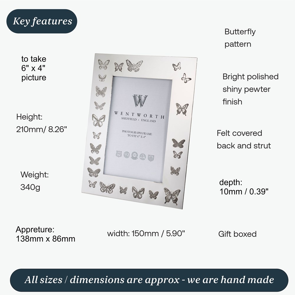 Butterfly Pewter 6"X4" Picture Frame Butterfly Pewter 6"X4" Picture Frame