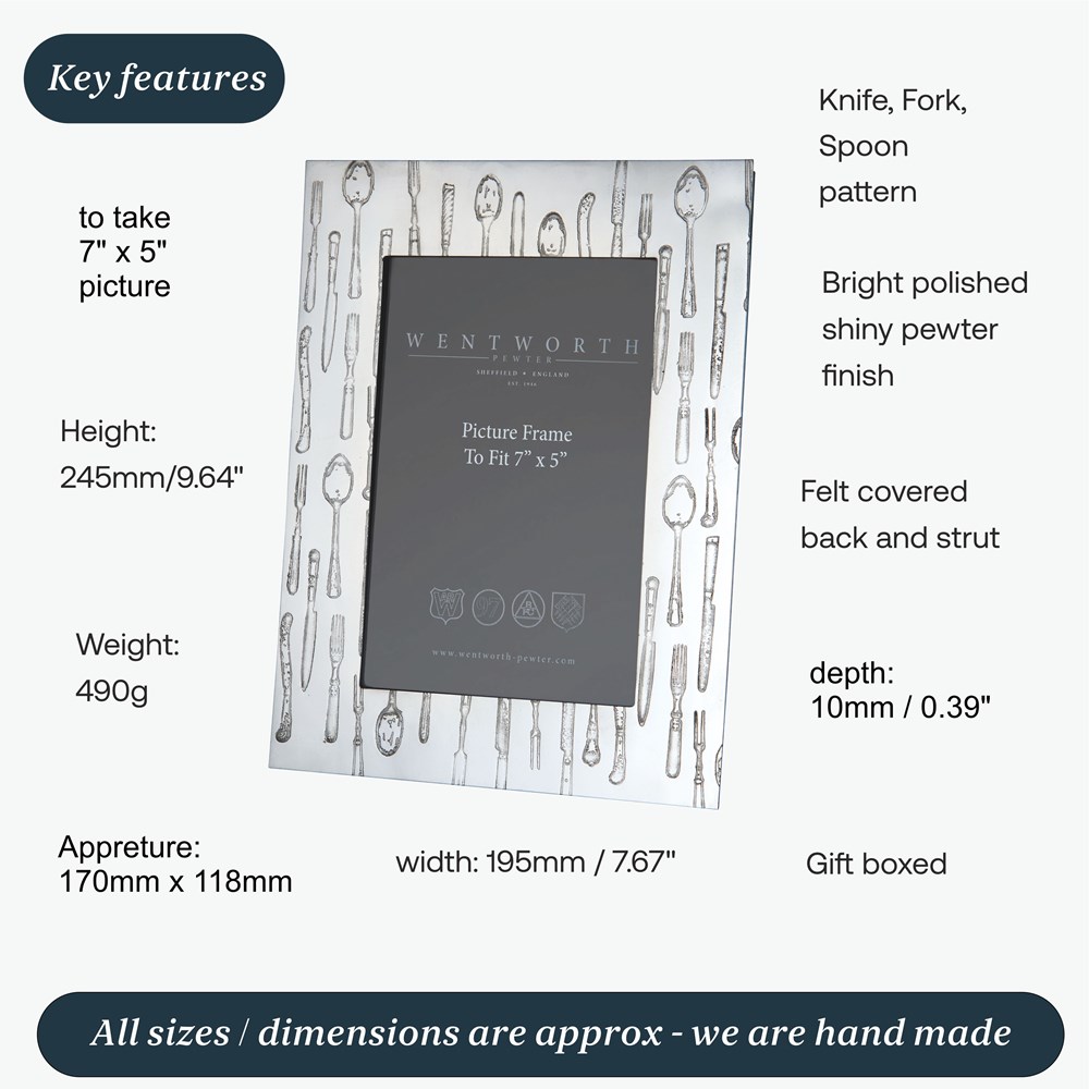 Large Knife Fork Spoon Pewter 7"X5" Picture Frame Large Knife Fork Spoon Pewter 7"X5" Picture Frame