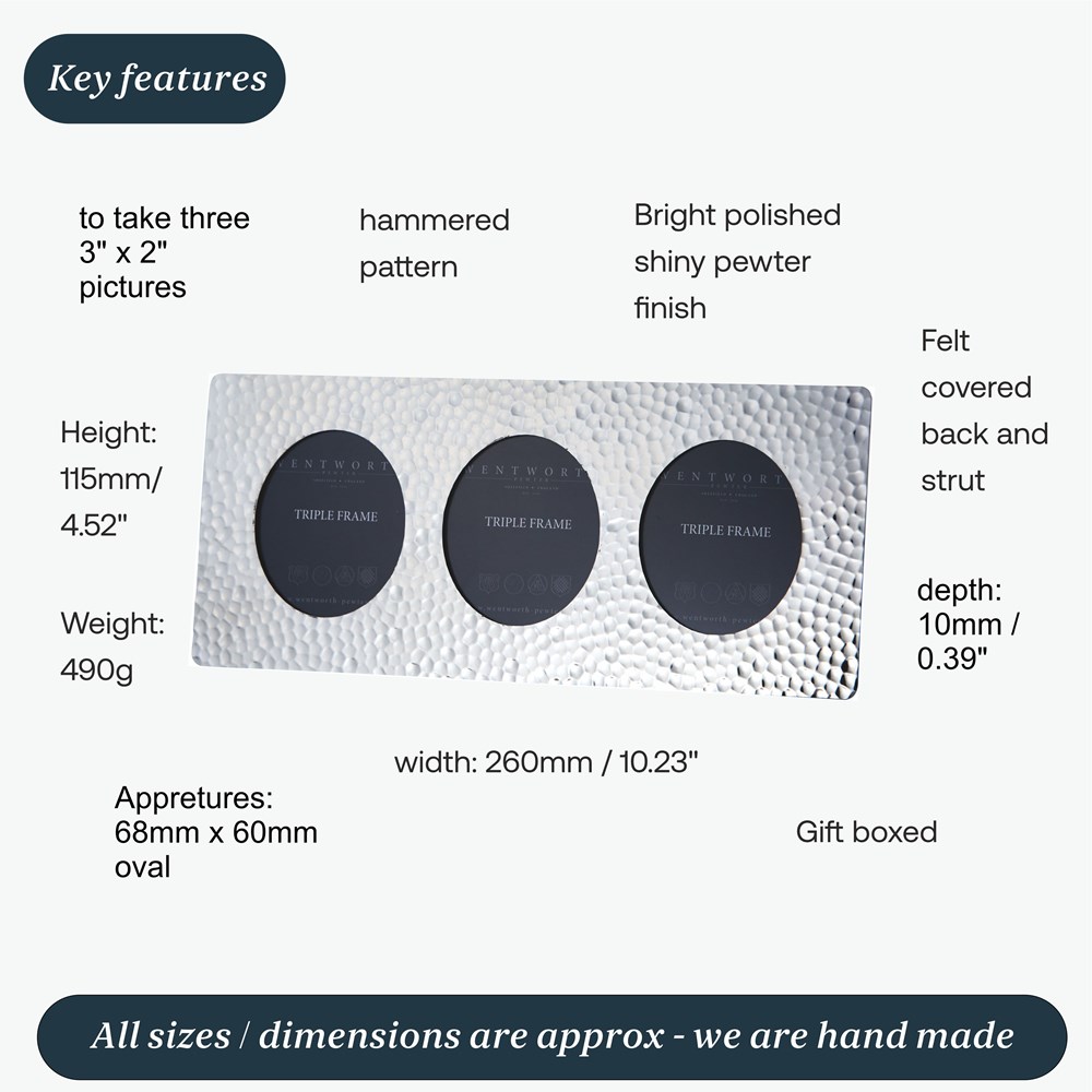 Triple Hammered Pewter Frame