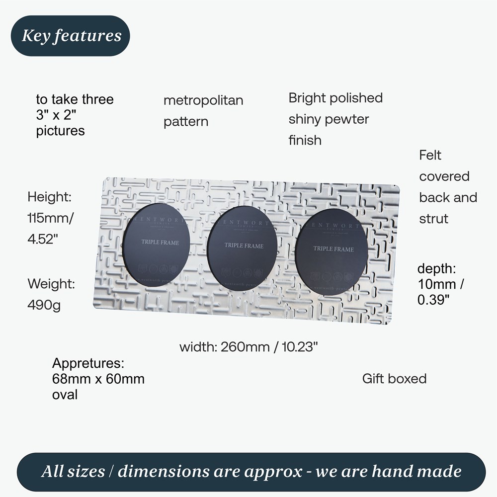 Triple Metropolitan Pewter Frame