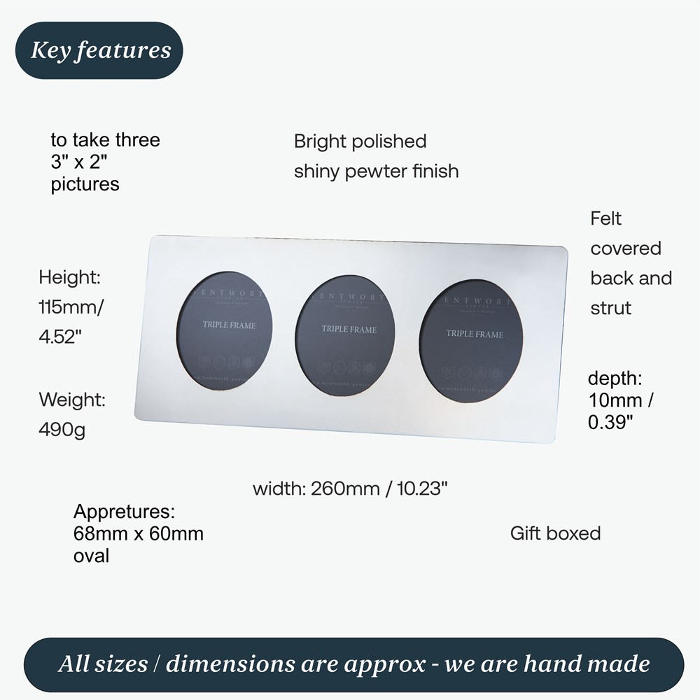 Plain Pewter Triple Frame Plain Pewter Triple Frame