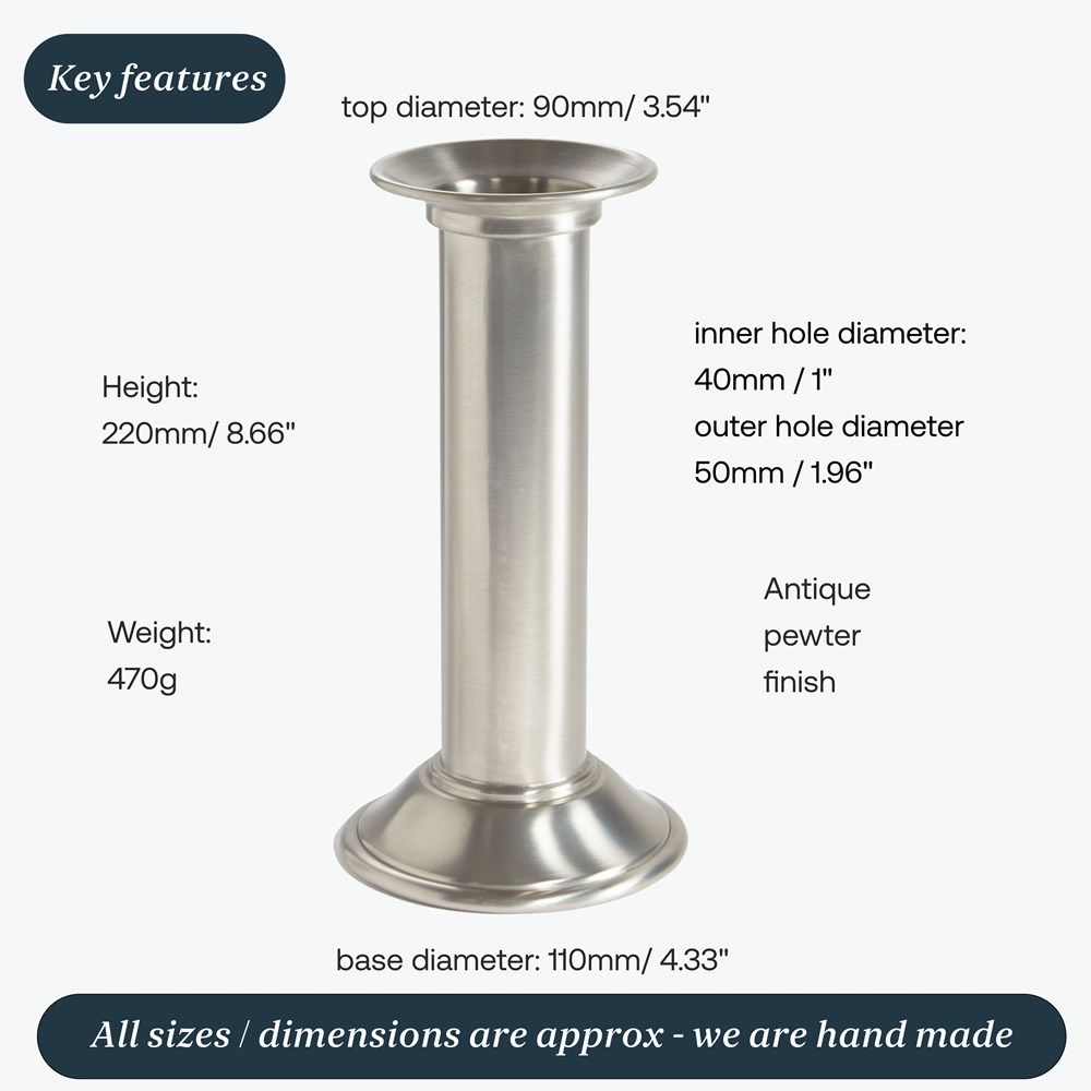 Large Pillar Antique Finish Pewter Candle Holder Large Pillar Antique Finish Pewter Candle Holder