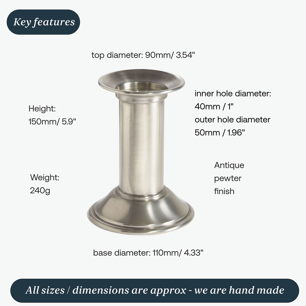 Small Antique Finish Pewter Pillar Candle Holder Small Antique Finish Pewter Pillar Candle Holder